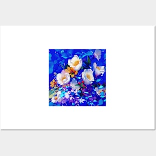 Delicate Bouquet on Cobalt Blue Posters and Art